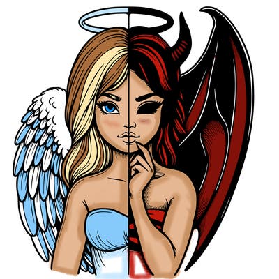 realistic angel half demon