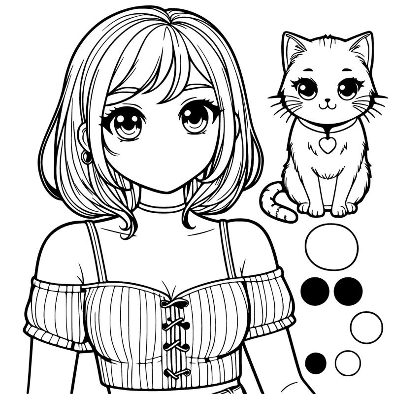 realistic girl wearing a top with a cute cat