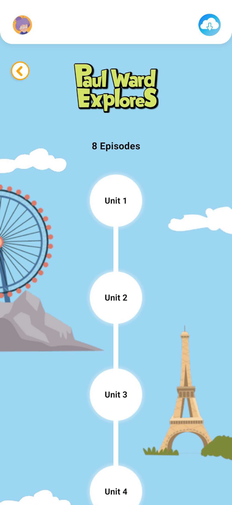 My HD Cards - Educational units selection screen for the Paul Ward Explores course within the My HD Cards app