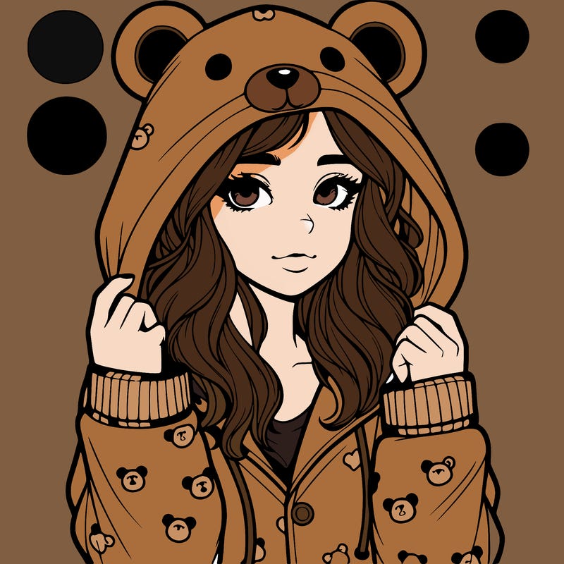 realistic girl in a animal pjs hoodie