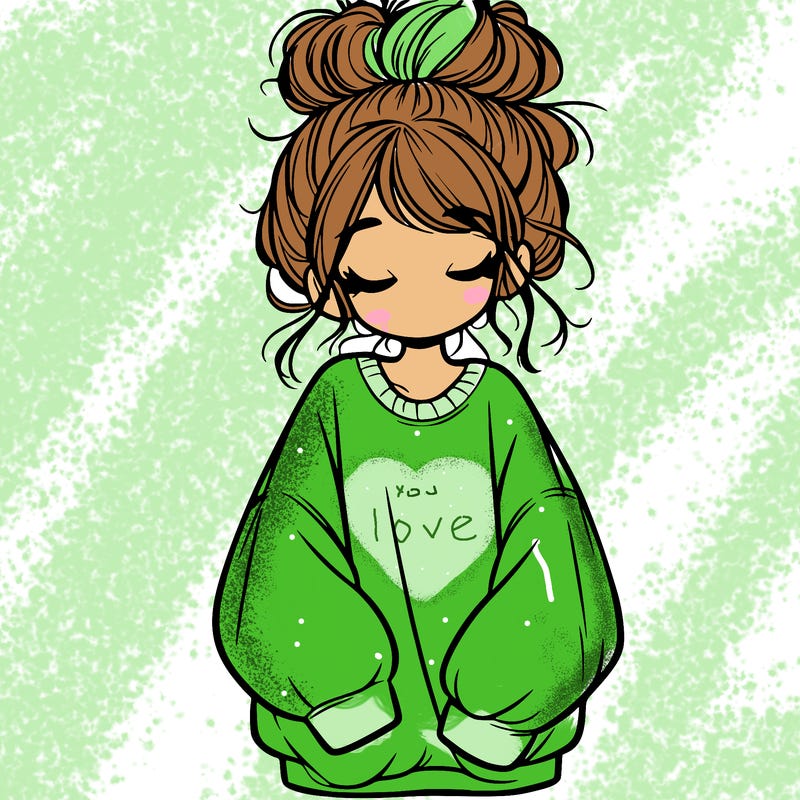 girl with baggy sweatshirt and messy bun