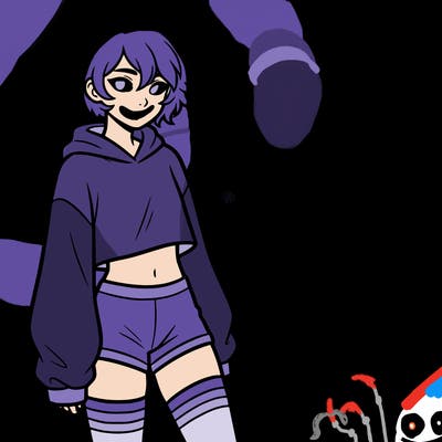 femboy with short hair wearing thigh highs and baggy crop top