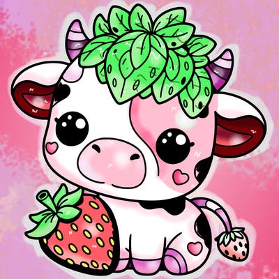 cute strawberry cow