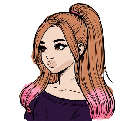 realistic girl with a high ponytail