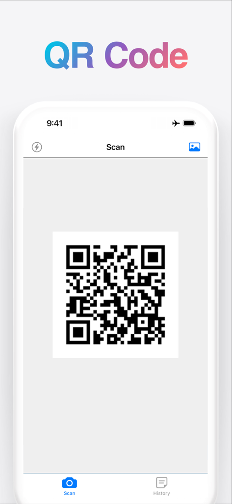 Barcode Scanner - QR Code Read - Main scanning interface of the Barcode Scanner app displaying a QR code.