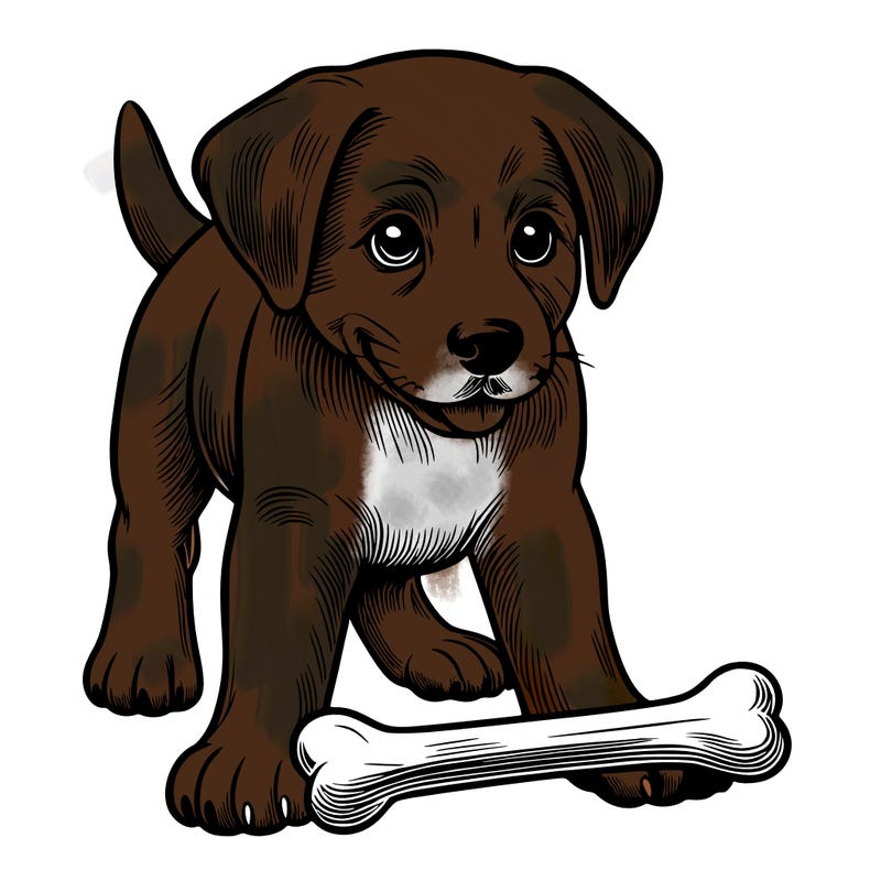 dog with a bone realistic