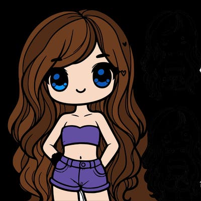 cute girl with long hair with crop top and shorts