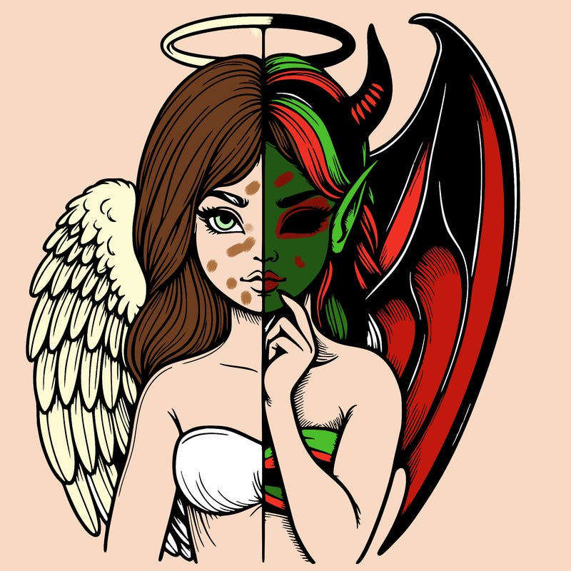 realistic angel half demon