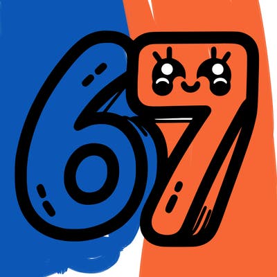 the numbers 67