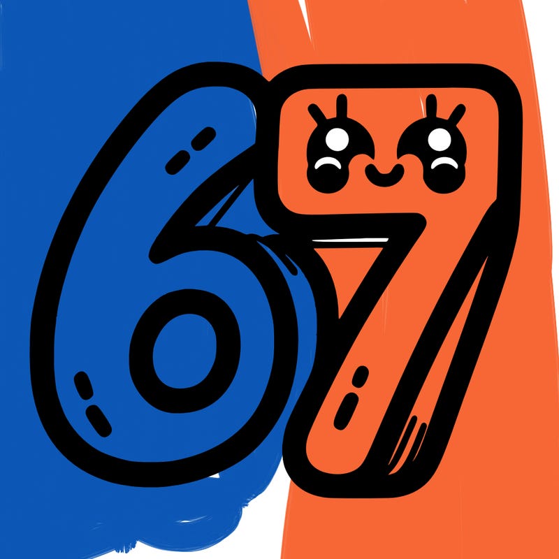 the numbers 67