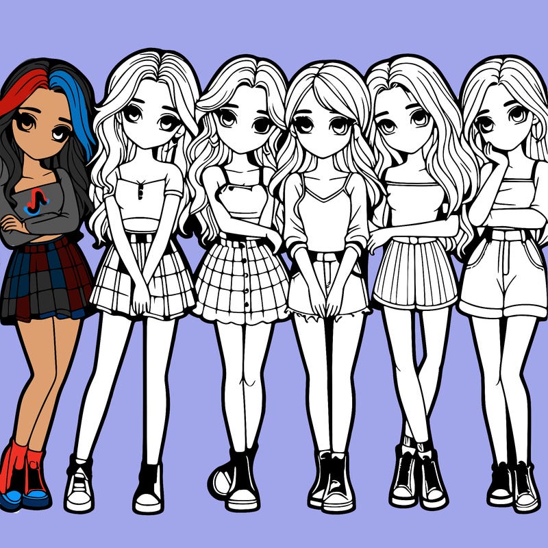 a group of girls realistic