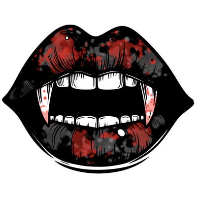 lips with vampire teeth