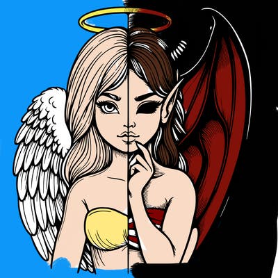 realistic angel half demon