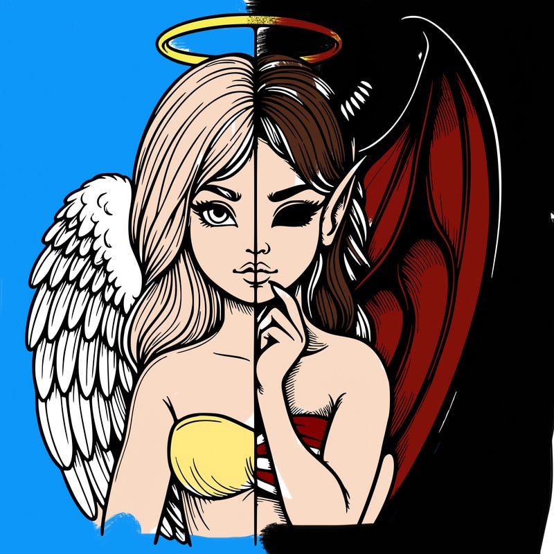 realistic angel half demon