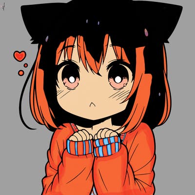 shy anime catgirl