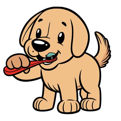 dog brushing teeth