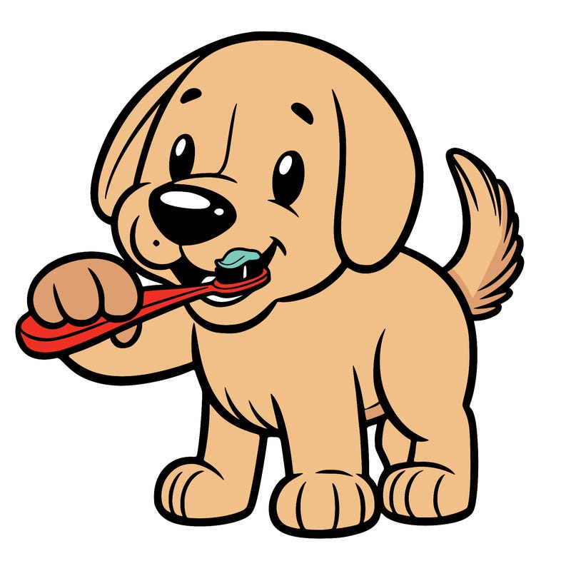 dog brushing teeth