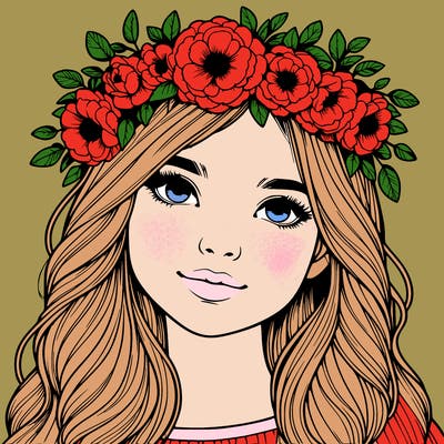 realistic girl with flower crown