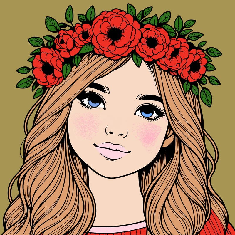 realistic girl with flower crown