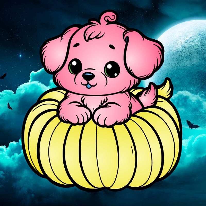 cute little puppy in a pumpkin