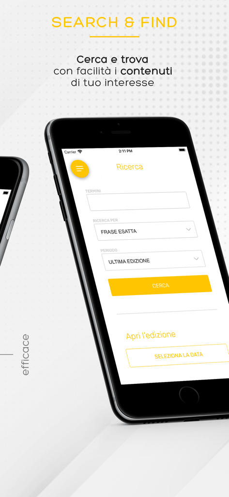 Interfaccia di ricerca dell'app Triathlete Edicola Digitale che mostra le opzioni per trovare contenuti e archivi specifici della rivista.