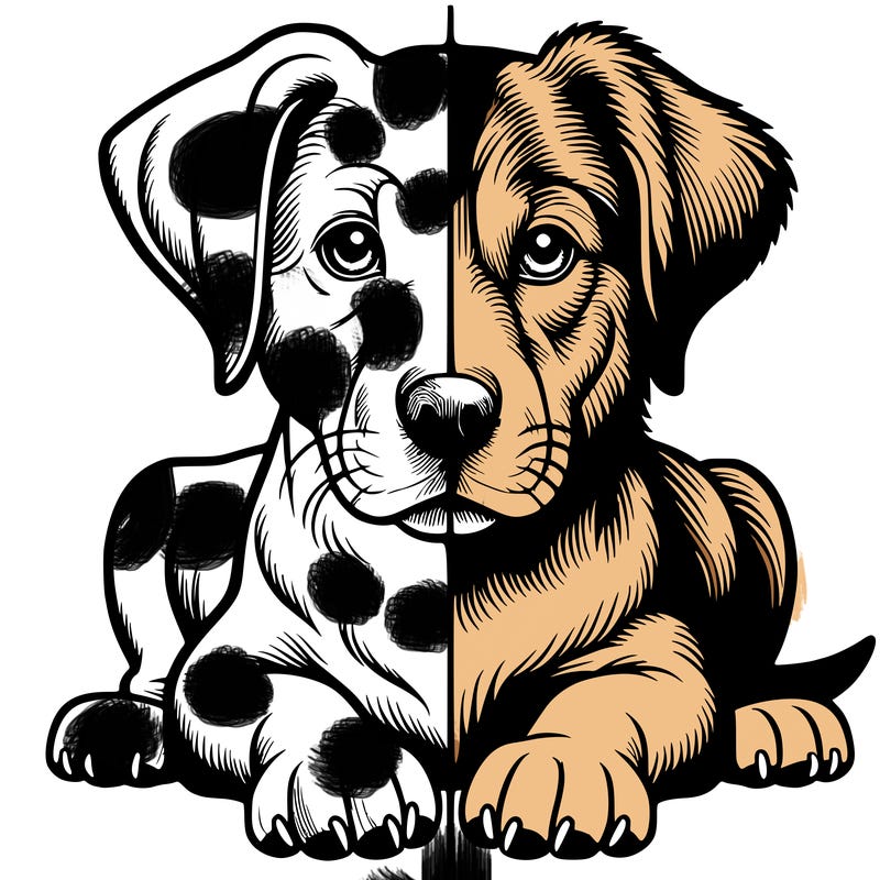 realistic dog split picture