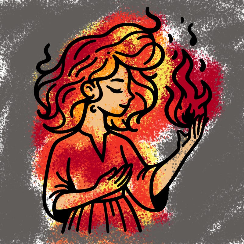 woman with fire