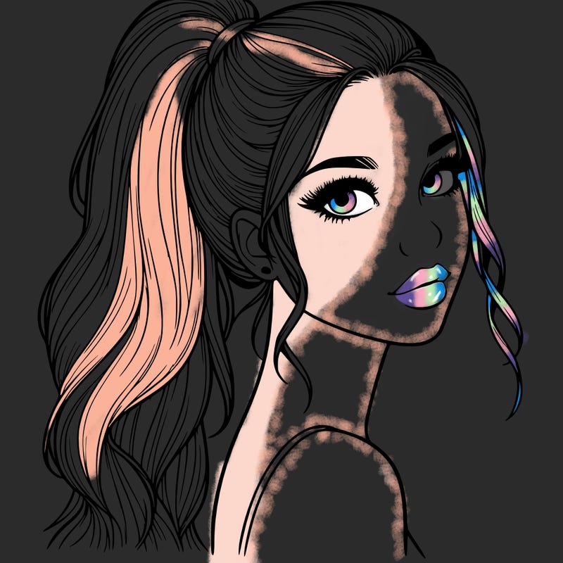 realistic pretty girl with high pony tail