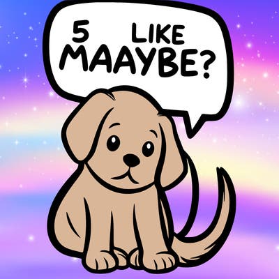 a puppy that says 5 like maybe