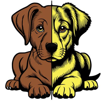 realistic dog split picture