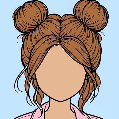 realistic girl with buns on the top of her hair