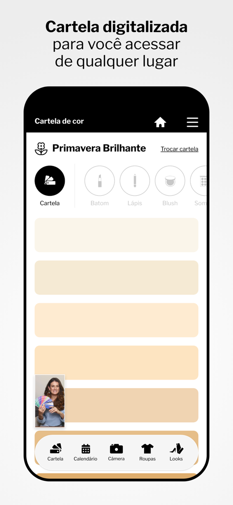 Digital color palette screen for personal color analysis in the Resolva fashion app