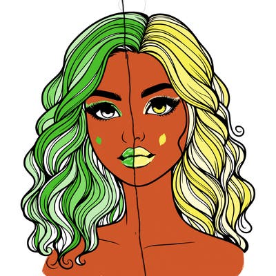 realistic girl with wavy hair and lips