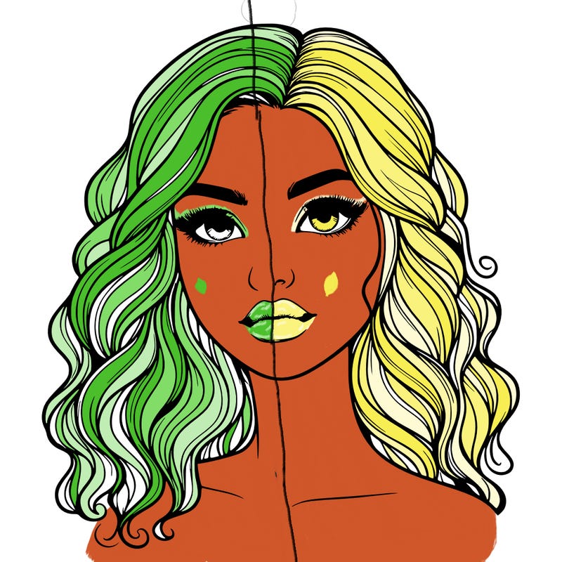 realistic girl with wavy hair and lips