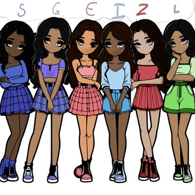 a group of girls realistic