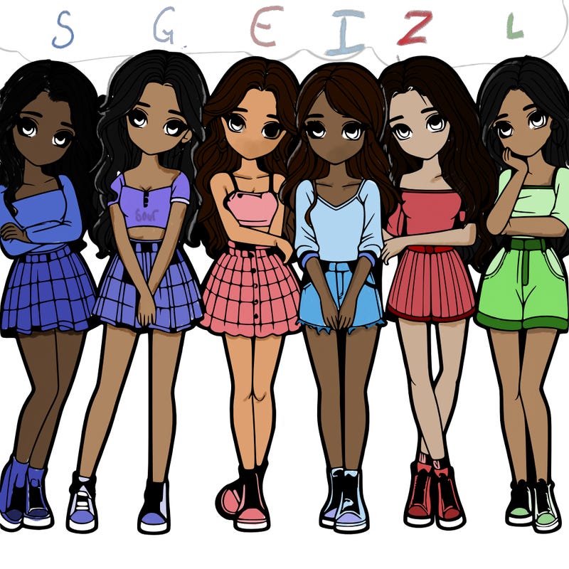 a group of girls realistic