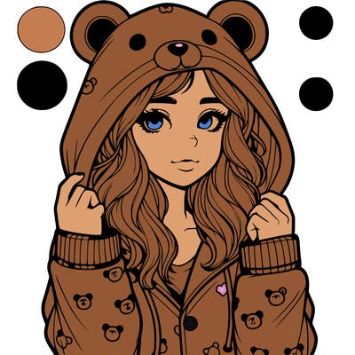 realistic girl in a animal pjs hoodie