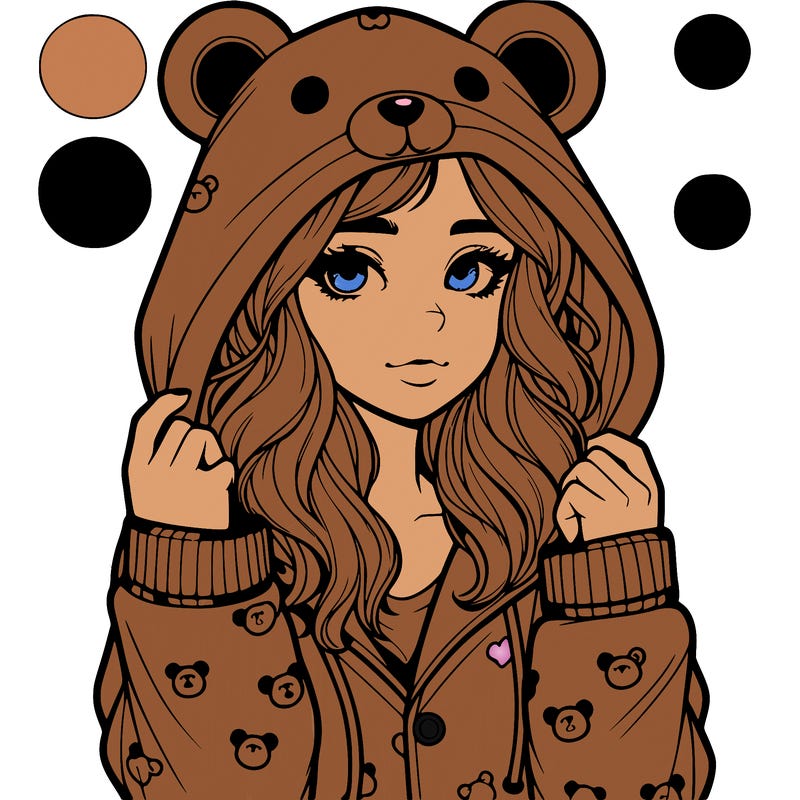 realistic girl in a animal pjs hoodie