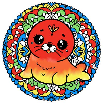 a cute baby seal mandala