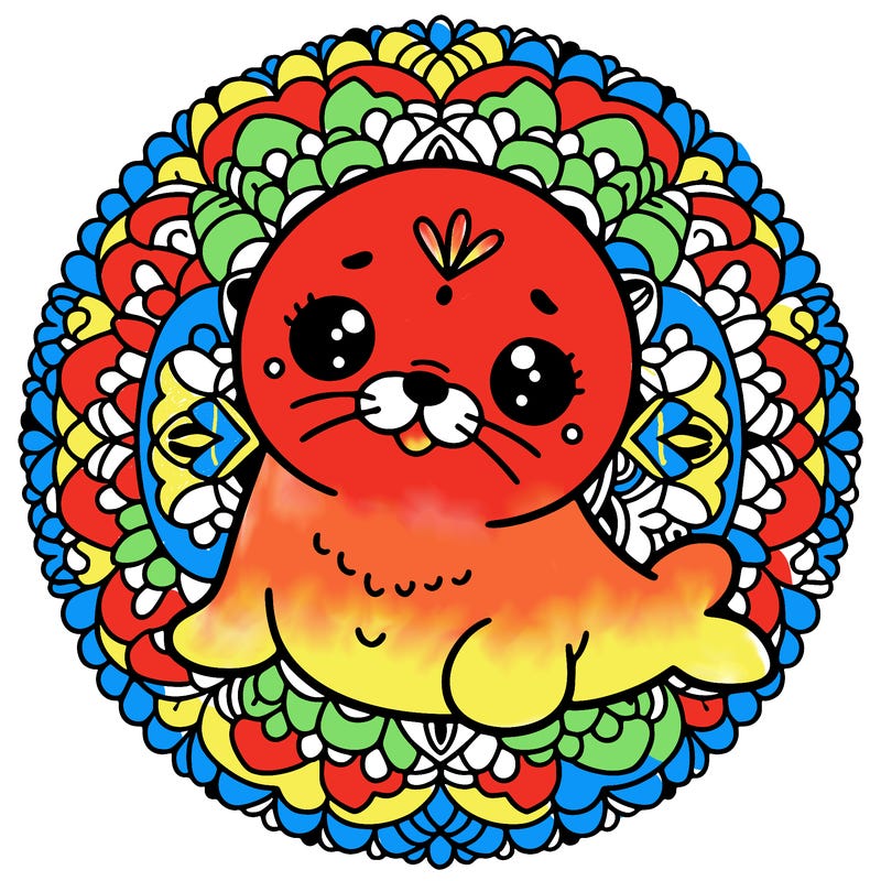 a cute baby seal mandala
