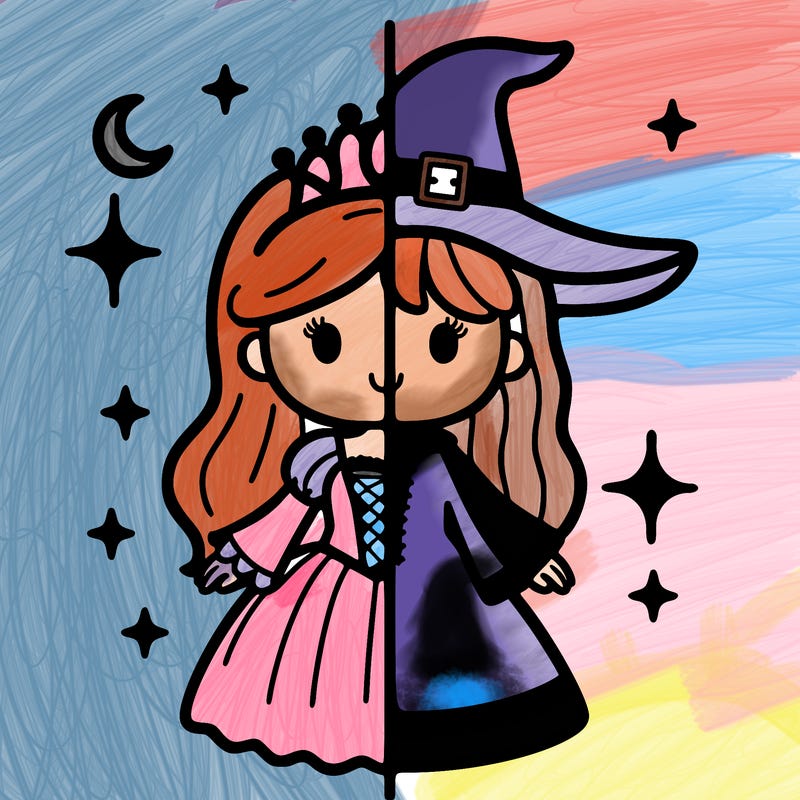 split princess and witch