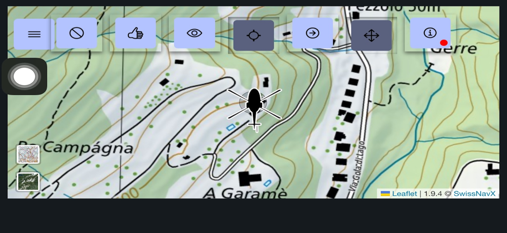 NavX - Helicopter position displayed on a topographic map within the NavX mission control application