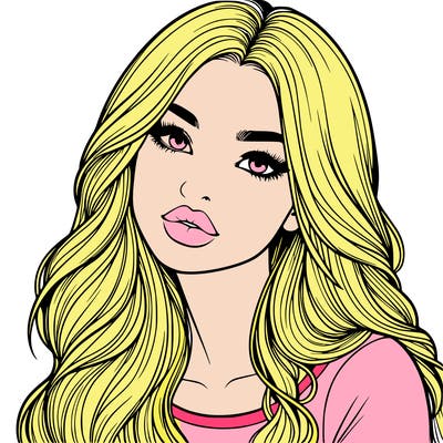 realistic girl with hair on her hair and lips