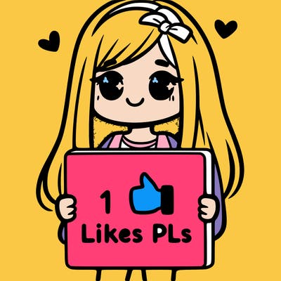 girl holding a sign saying 10 likes pls