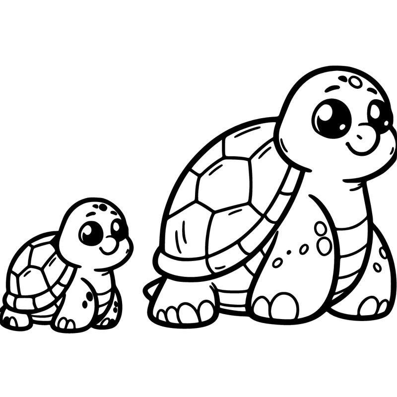 a small and a large turtle