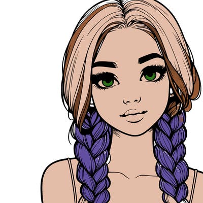 realistic girl with braids