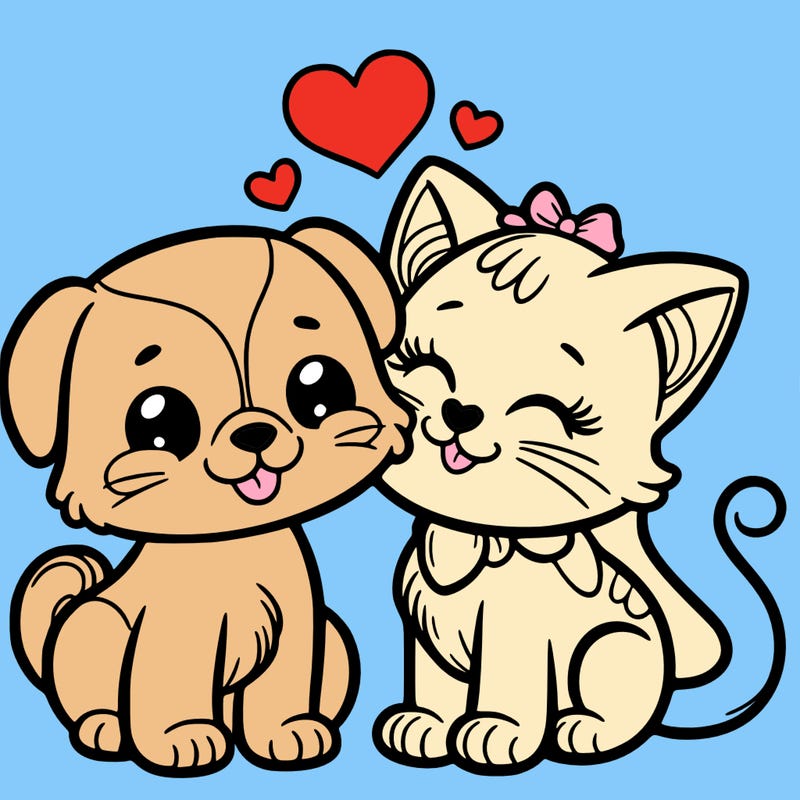 cat with a dog and in love