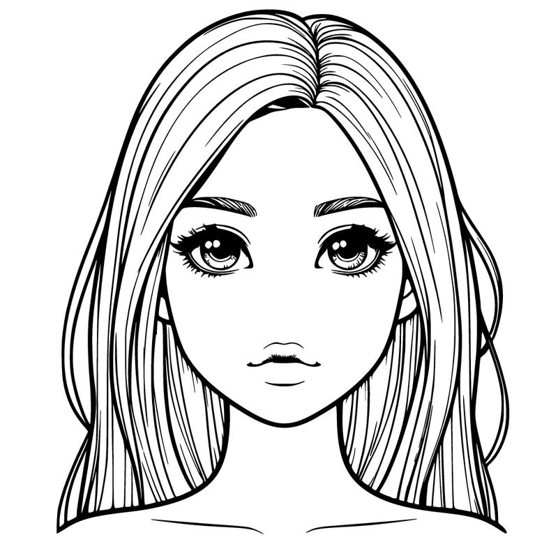 realistic girl with no lips or nose