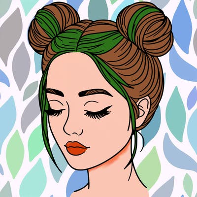 woman with hair buns