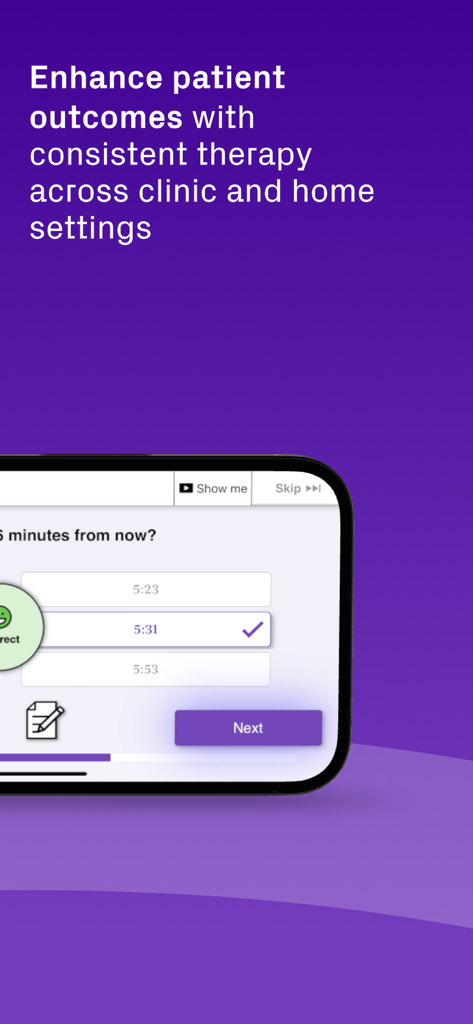 Interfaz de la aplicación Constant Therapy Clinician que muestra un ejercicio de terapia cognitiva para la recuperación del paciente